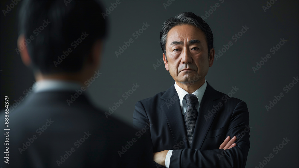 厳格な表情の日本のビジネスマン 厳格な表情の日本のビジネスマン