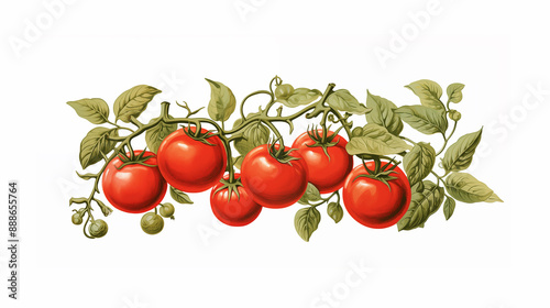 Botanical tomato Illustrations on white background ~ Created using Generative AI