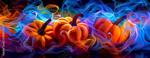 halloween pumpkins in the style of colorful fantasy realism