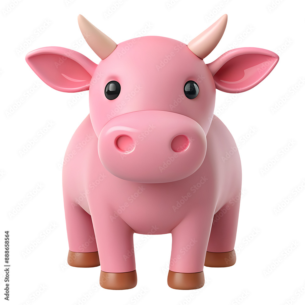 Naklejka premium cow icon soft pink color in plastic 3d style