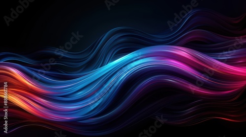 Vibrant Abstract Wave of Colorful Light Streaks on a Dark Background for Modern Digital Art and Design