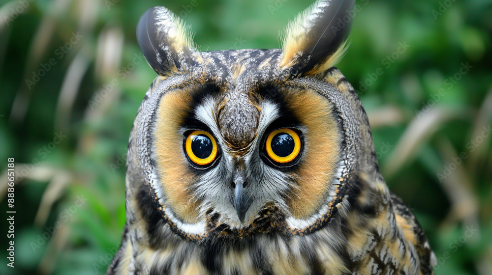 Lesser horned cat-like long-eared owl, beautiful and sweet in the wild Lesser horned cat-like long-eared owl, beautiful and sweet in the wild