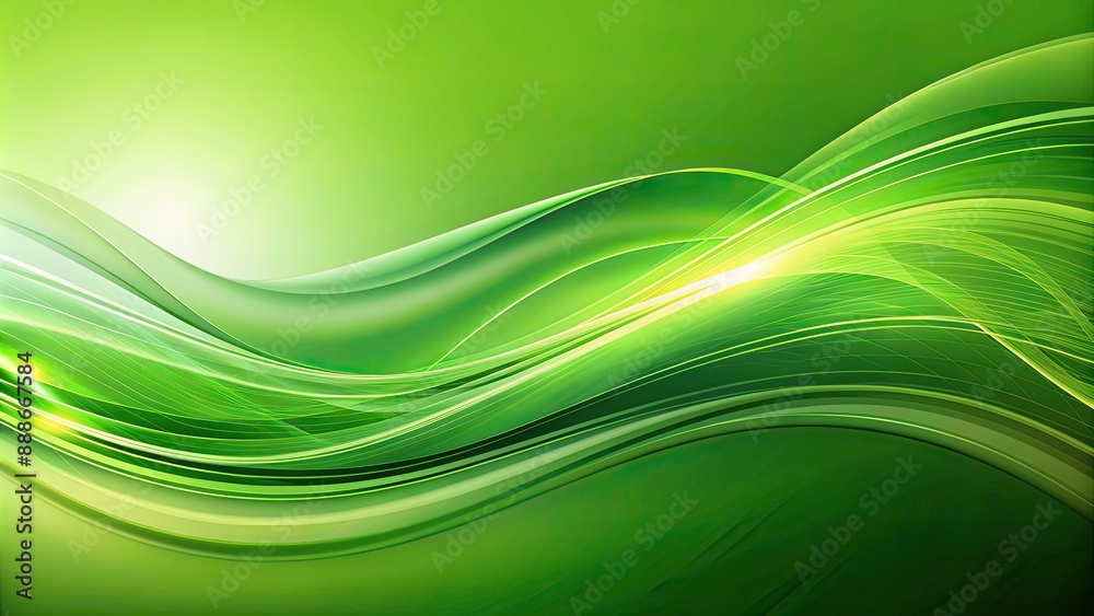 Green abstract wave background with flowing lines and curves, green ...