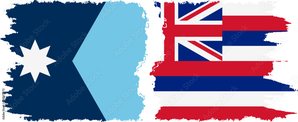 Hawaii and Minnesota states grunge brush flags connection, vector Hawaii and Minnesota states grunge brush flags connection, vector