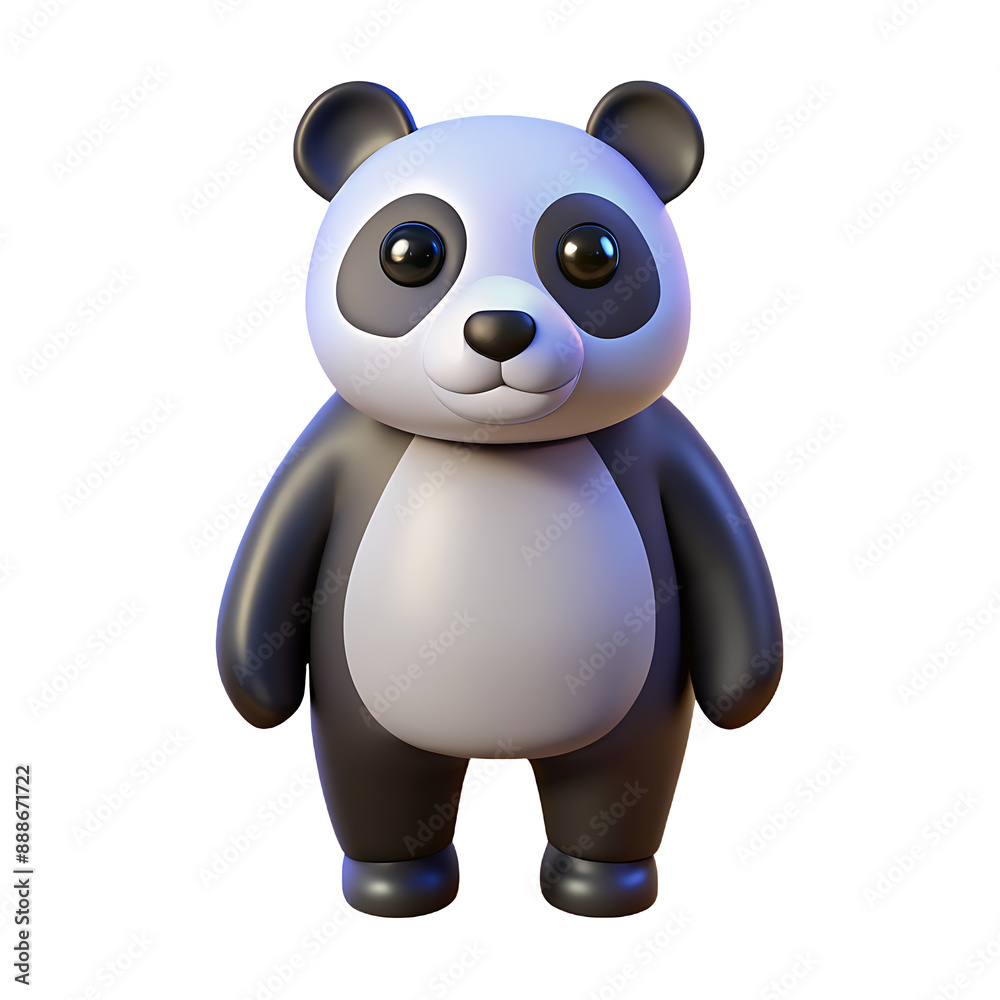 Naklejka premium panda icon soft grey and orange color in plastic 3d style