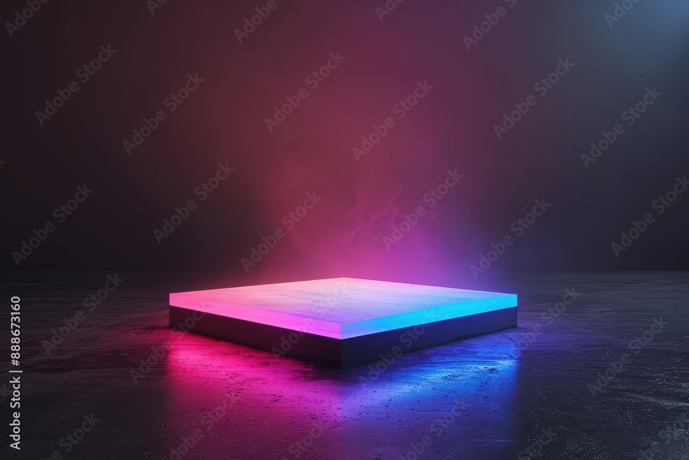 Glowing Pastel Light on Geometric Shape with Futuristic Vibe in Dark Background Glowing Pastel Light on Geometric Shape with Futuristic Vibe in Dark Background