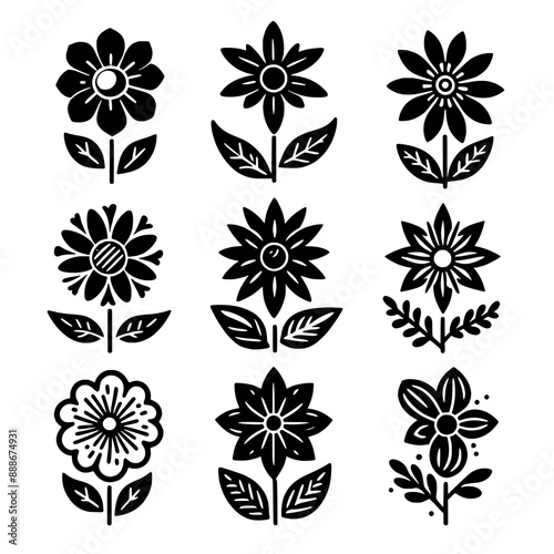 flower set vector illustration isolated