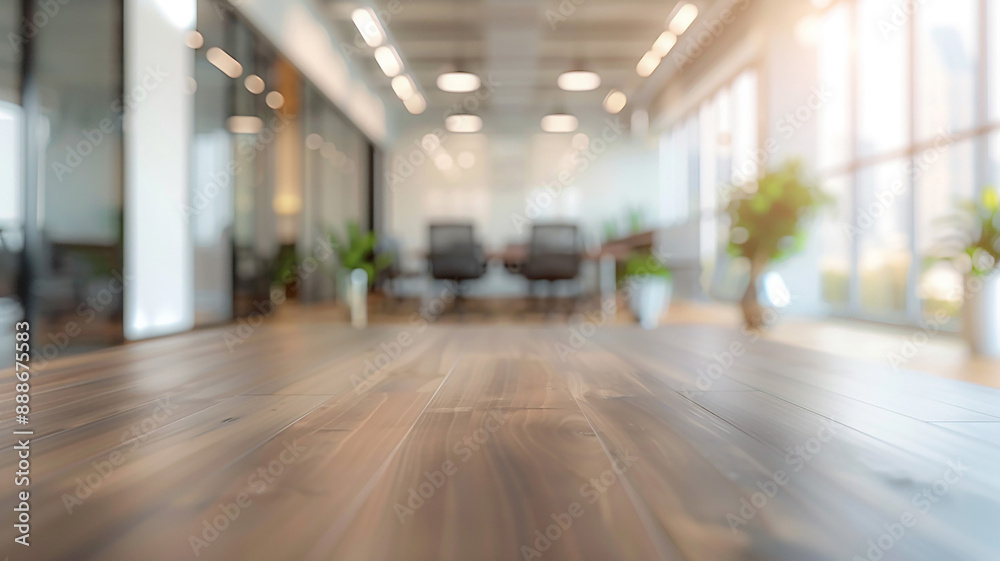 Blur inside modern office space without people, minimalist design