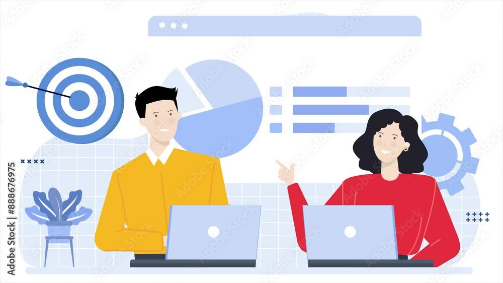 business teamwork with growth graphic data illustration animated video business teamwork with growth graphic data illustration animated video