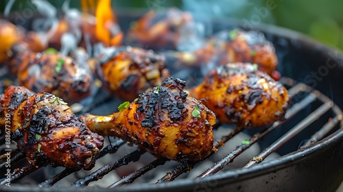 Obraz na płótnie A dish of spicy grilled caribbean jerk chicken w salonie