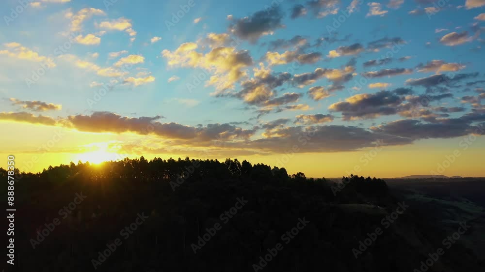 Sunset Skyline At Pocos De Caldas Minas Gerais Brazil. Captivating Aerial View Of Plantations Forming Geometric Patterns. Sunset Nature Sky Sky Forest. Nature Landscaping.