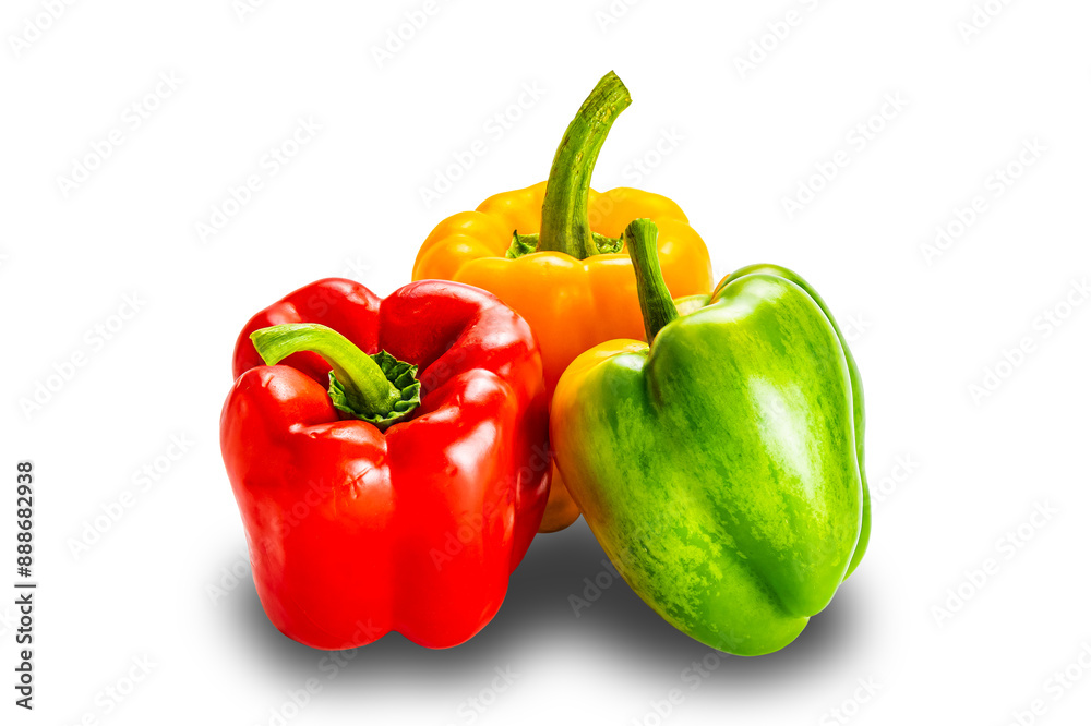 Closeup of group red, yellow and green bell pepper. paprika isolated on white background with clipping path. Closeup of group red, yellow and green bell pepper. paprika isolated on white background with clipping path.