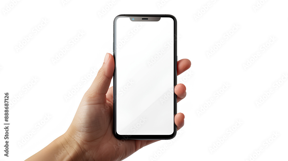 Mobile phone mockups set, smartphone screen mock up frame in hand isolated on white background Mobile phone mockups set, smartphone screen mock up frame in hand isolated on white background