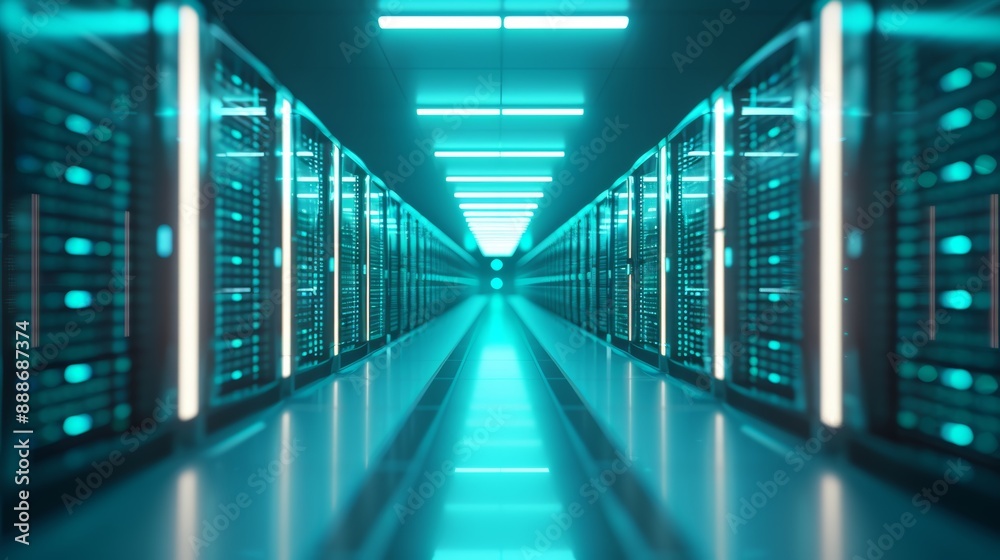 Futuristic Data Center with Bright Lights Futuristic Data Center with Bright Lights