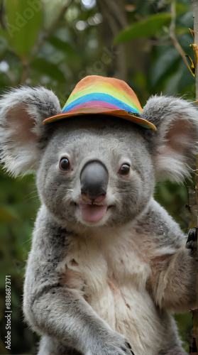 a koala bear with a hat on its head photo