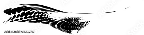 Bottom-corner frame, halftone, dotted, with silhouette shift. Radial, twisted rays. Place for copying text. For logo, trademark, emblem. Vector.