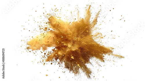 Abstract Gold Golden Color Holi Paint Powder Festival Explosion Burst on Transparent Background PNG - Paint Isolated Splash Explode Smoke Dust Spray Cloud Gas Ink Blooming Smog Splatter Fume

