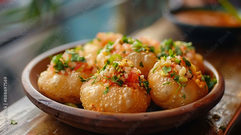 A small serving of pani puri at a dining establishment