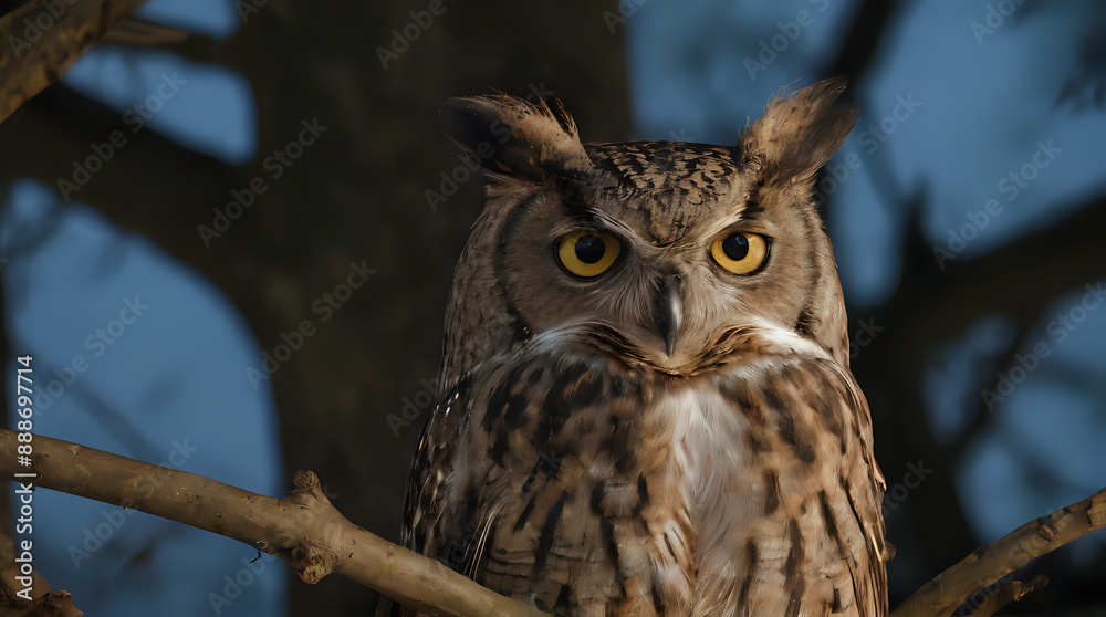 a owl that is sitting on a branch in the tree