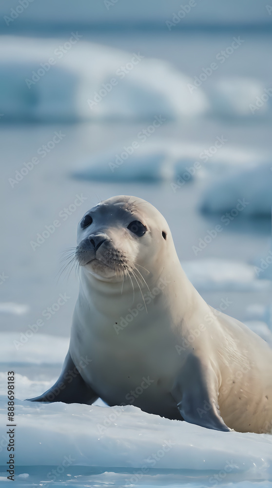 Fototapeta premium a seal that is laying on the snow