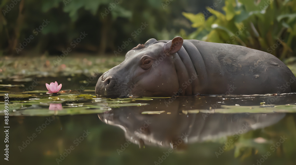 Fototapeta premium hippopotamus in water