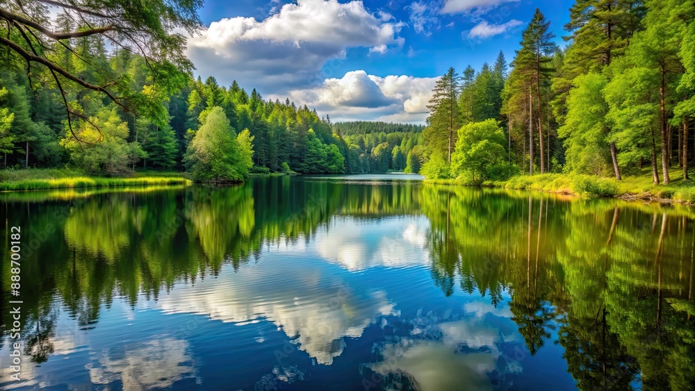 Serene lake nestled in a lush forest setting, lake, forest, nature, tranquil, peaceful, trees, reflection, water, greenery Serene lake nestled in a lush forest setting, lake, forest, nature, tranquil, peaceful, trees, reflection, water, greenery