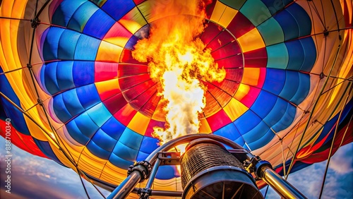 Close up of a hot air balloon burner producing a burning flame , hot air balloon, burner, flame, fire, heat, equipment photo