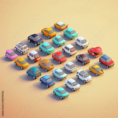 3D Icon of Corporate Car Fleet