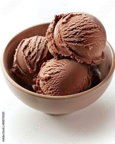 Bowl of chocolate ice cream scoops 