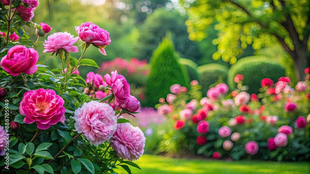Rose bush peony flower blooming in a lush garden setting , rose, bush, peony, flower, garden, nature, blooming, lush, petals Rose bush peony flower blooming in a lush garden setting , rose, bush, peony, flower, garden, nature, blooming, lush, petals