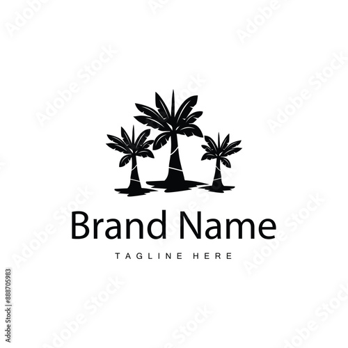 Wallpaper Mural Banana Tree Logo, Tropical Fruit Plant Flat Silhouette Template Illustration Design Torontodigital.ca