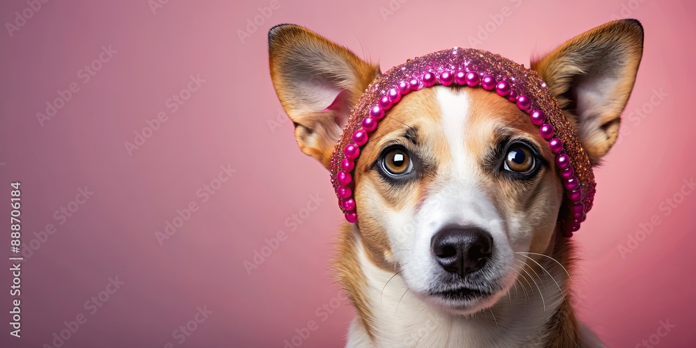 Stylish dog with glamorous makeup looking straight into the camera, dog, pet, stylish, makeup, beauty, front view, portrait Stylish dog with glamorous makeup looking straight into the camera, dog, pet, stylish, makeup, beauty, front view, portrait
