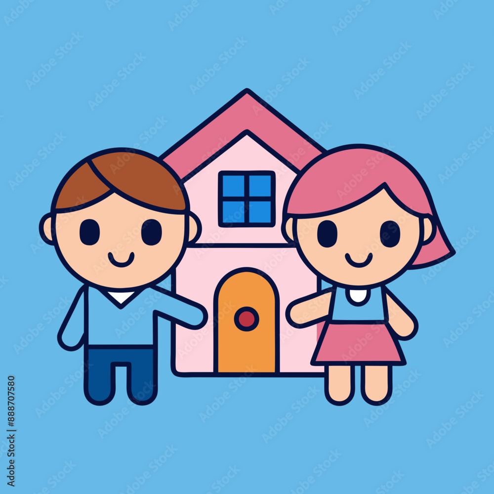 A Couple New House Vector Art Illustration