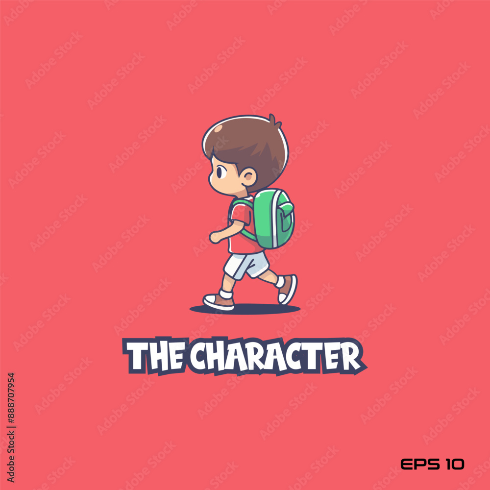 cute boy wearing a backpack, character, vector, illustration, eps 10, mascot, logo cute boy wearing a backpack, character, vector, illustration, eps 10, mascot, logo
