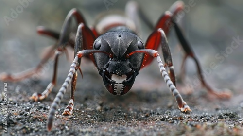 Insights into Bullet Ant's Defense: Close-up Perspective on Size and Sting Potency, Ideal for Nature Enthusiasts and Educational Documentaries on Insect Defense Mechanisms photo