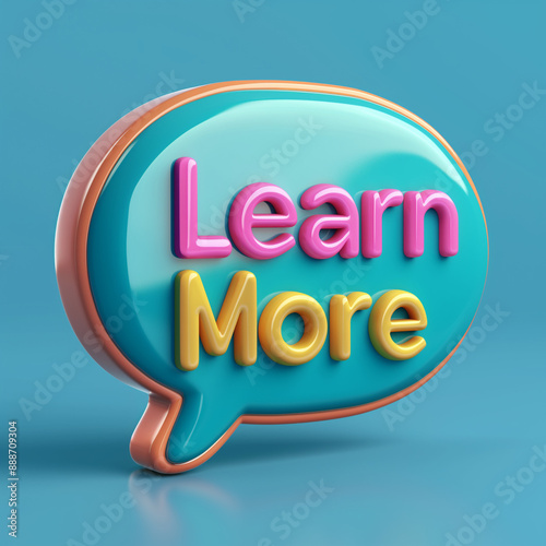 The text learn more is written in a colored speech bubble