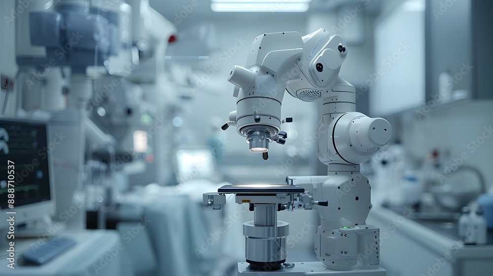 High-Definition Capture Of A Cutting-Edge Medical Robot In A Modern Surgery Room High-Definition Capture Of A Cutting-Edge Medical Robot In A Modern Surgery Room