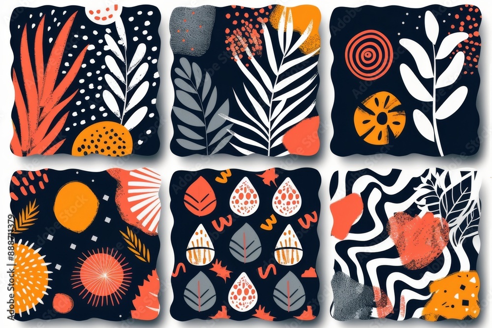 Modern digital artwork with vibrant organic patterns dynamic and imaginative design striking visual impact playful and lively atmosphere
