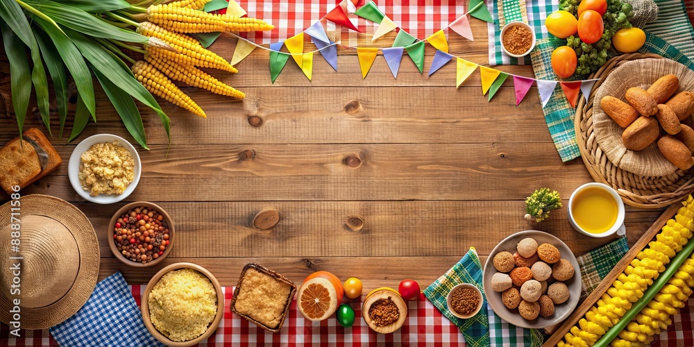 Table set up for a traditional Brazilian Festa Junina celebration, Brazil, Junina, Festivities, Party, Decorations, Dance, Food Table set up for a traditional Brazilian Festa Junina celebration, Brazil, Junina, Festivities, Party, Decorations, Dance, Food
