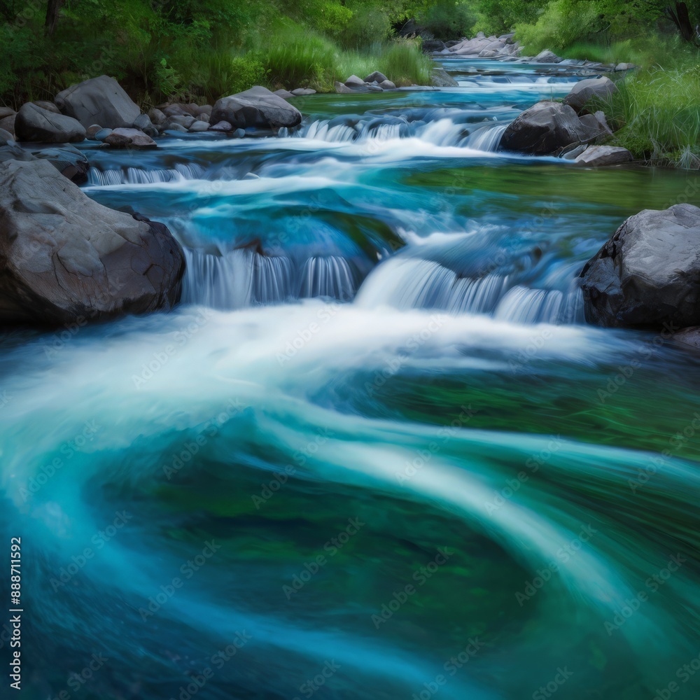 a river with a green water flowing through it a river with a green water flowing through it