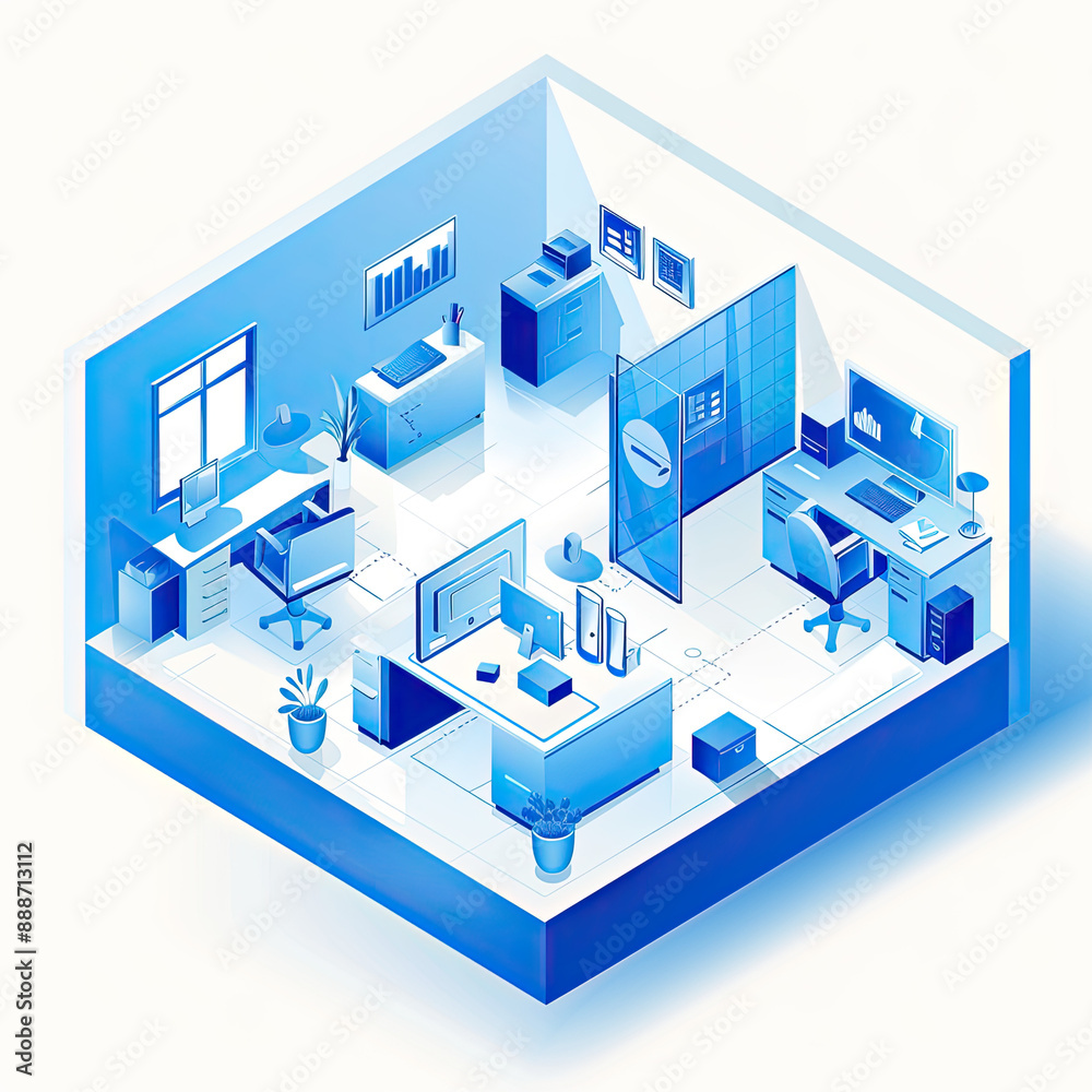 Modern Isometric Design - Employee Staff Agency Workplace Modern Isometric Design - Employee Staff Agency Workplace
