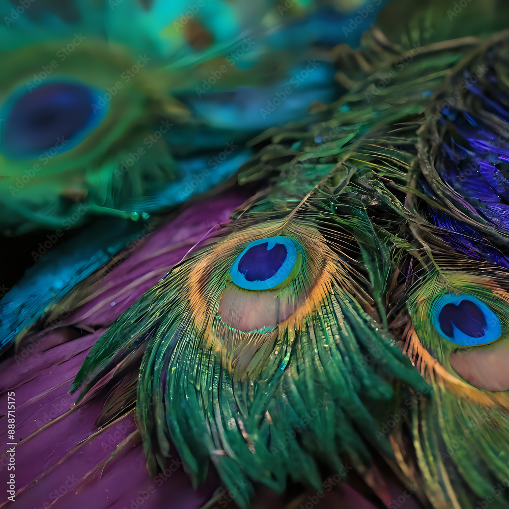 Naklejka premium peacock feather close up