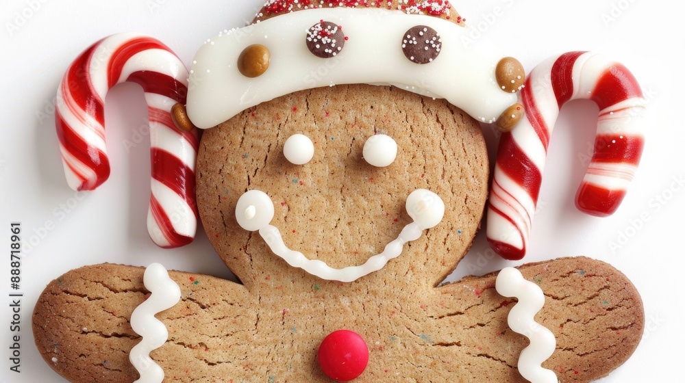 Gingerbread Man Cookie with Candy Canes Gingerbread Man Cookie with Candy Canes