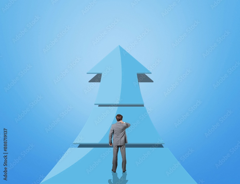 Obraz premium Path to Success, person Walking on Arrow