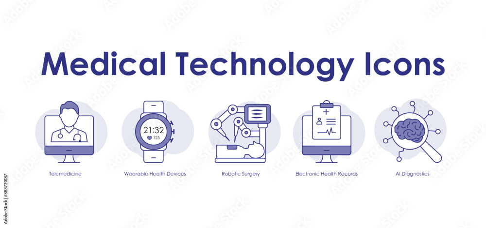 Future Medical Technology Icons with editable stroke. Future Medical Technology Icons with editable stroke.