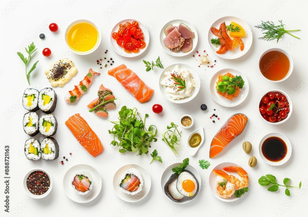 Assorted Snacks Food and Treats on White Background Assorted Snacks Food and Treats on White Background