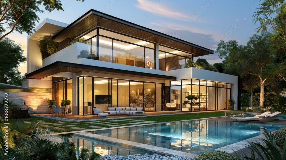 Luxurious modern villa with stunning pool and tropical garden Luxurious modern villa with stunning pool and tropical garden