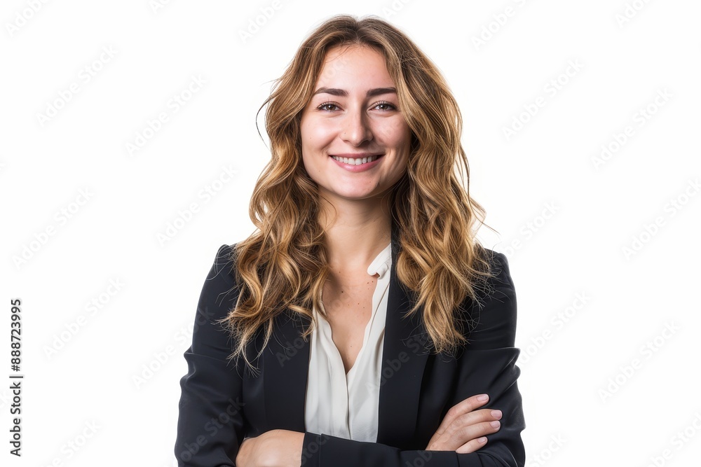 Joyful professional businesswoman Isolated on white Joyful professional businesswoman Isolated on white