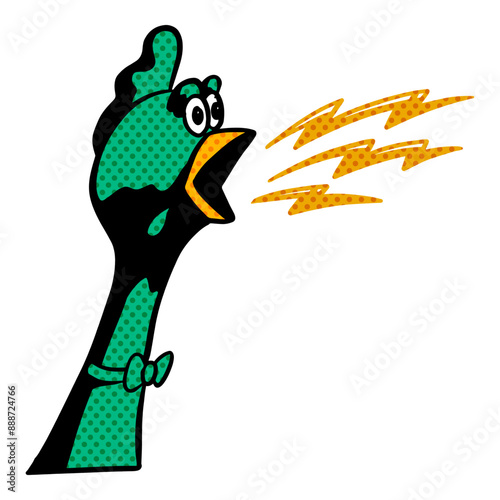 Shouting chicken halftone color vector illustration