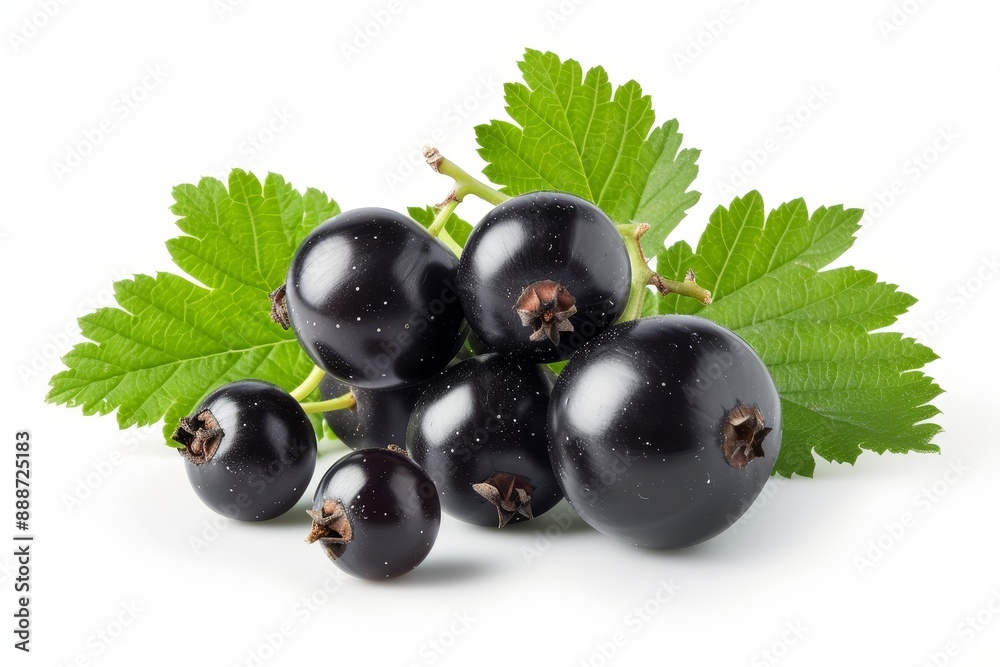 Perfectly retouched black currant with leaf on white background isolated with clipping path Perfectly retouched black currant with leaf on white background isolated with clipping path